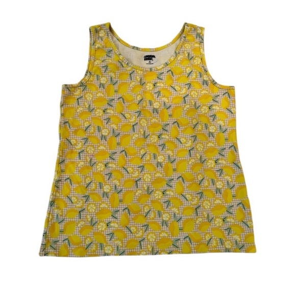 Lands' End Bundle 2 Sleeveless Tops Lemon Print & Blue/size M - Picture 2 of 9